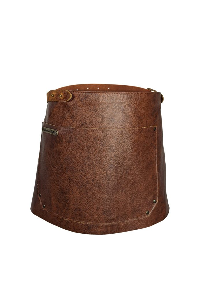 Deluxe leather short waist apron