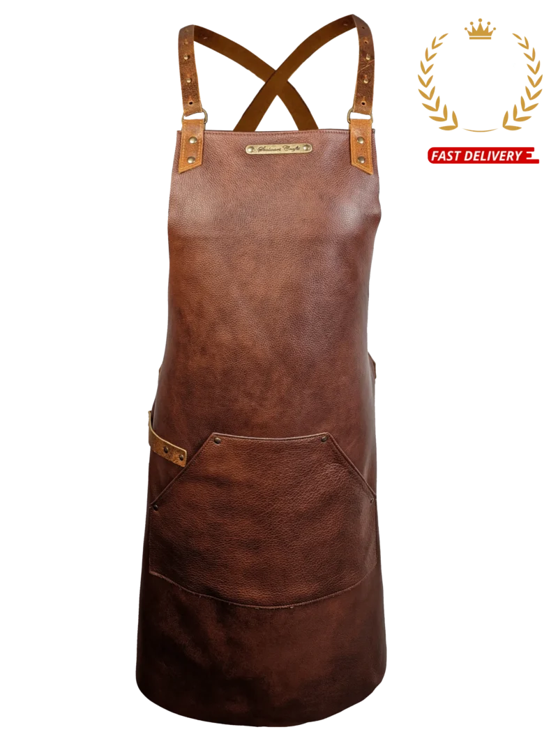 Cross strap leather apron – Deluxe Brown